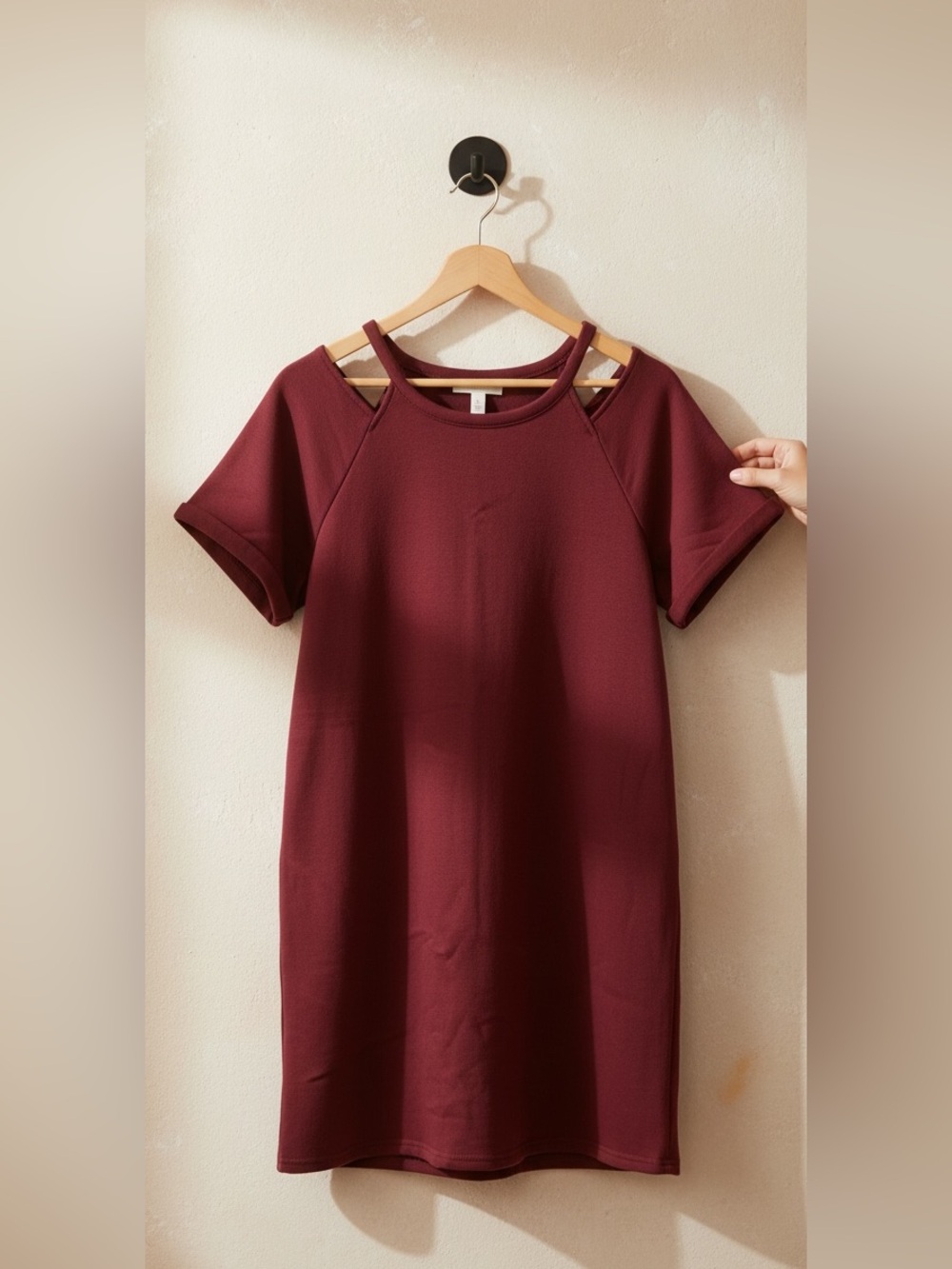 Torrid Cold Shoulder Wine Red Cozy Fleece Sweatshirt Dress Plus Size 1X